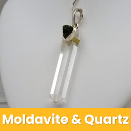 Moldavite and Quartz class=