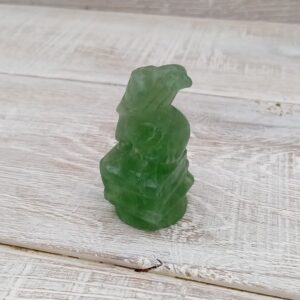 Green Fluorite Raven, Skull and Books Carving - 55mm