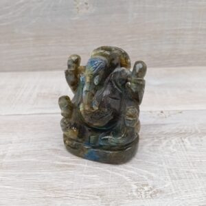 Labradorite Ganesha Carved Statue - 80mm