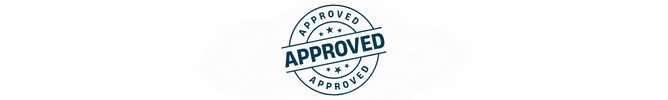 Blue circle reading 'Approved'