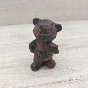 Garnet in Arfvedsonite Teddy Bear - 75mm
