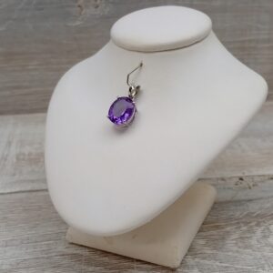 Crystal Amethyst Pendant - Oval 10mm x 12mm